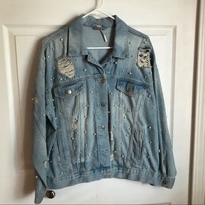 Free People Jean Jacket with Pearls